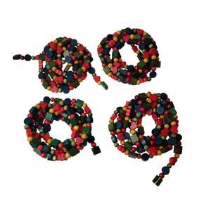 Vintage Kurt S. Adler Wood Bead Christmas Holiday Garland Hearts Lot of 4